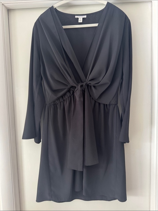 Topshop Dresses & Skirts - Topshop Black Tie-Front Long Sleeve Dress